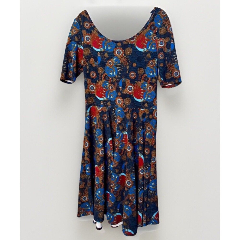 LuLaRoe Amelia Dress – Women’s Medium Retro Floral Fit & Flare Midi Dress